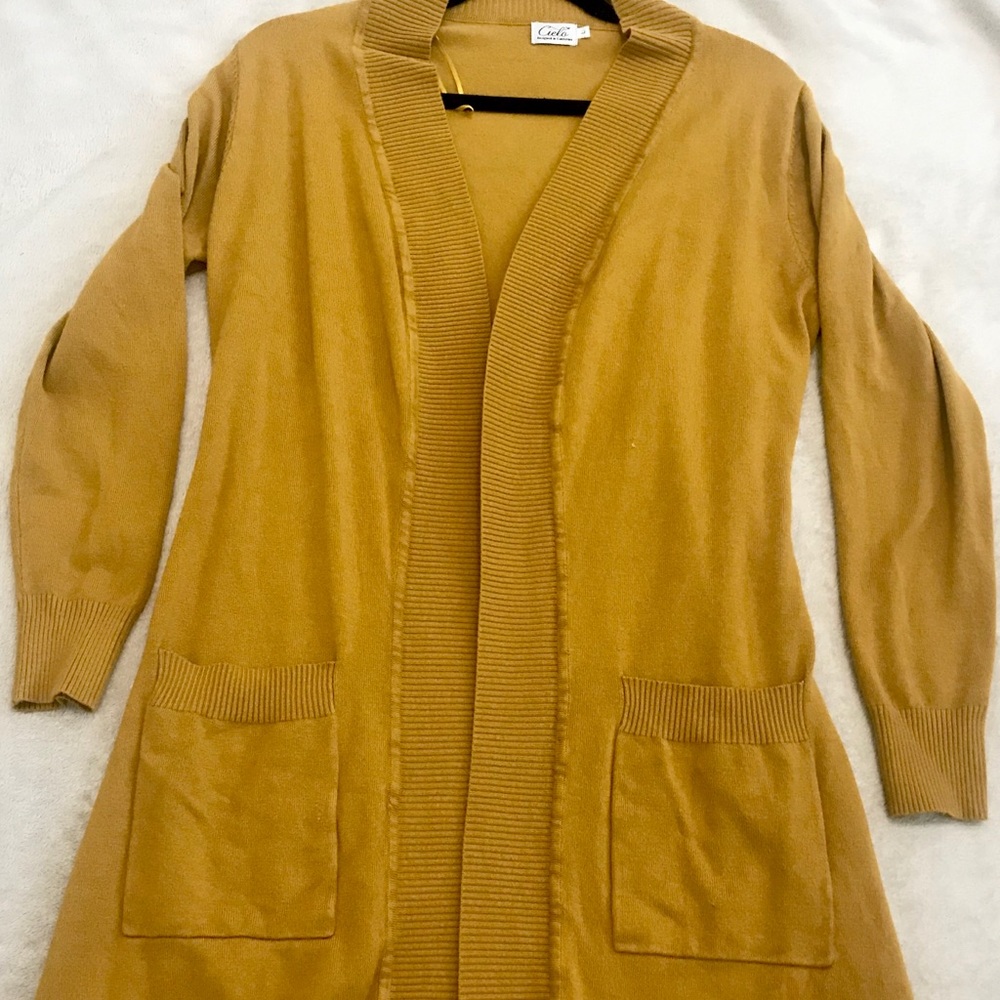 Cielo Women Solid Open Front Pockets Knit Sweater